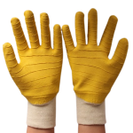 GUANTE DE ALGODÓN CON PALMA DE LÁTEX CORRUGADO AMARILLO - Image 3