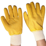 GUANTE DE ALGODÓN CON PALMA DE LÁTEX CORRUGADO AMARILLO - Image 2