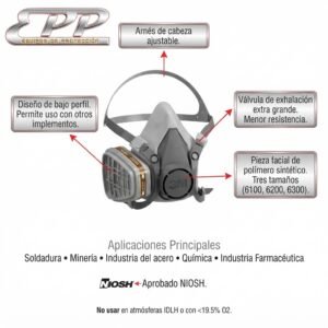 Respirador 3M 6200 Máscara de Media Cara Reutilizable