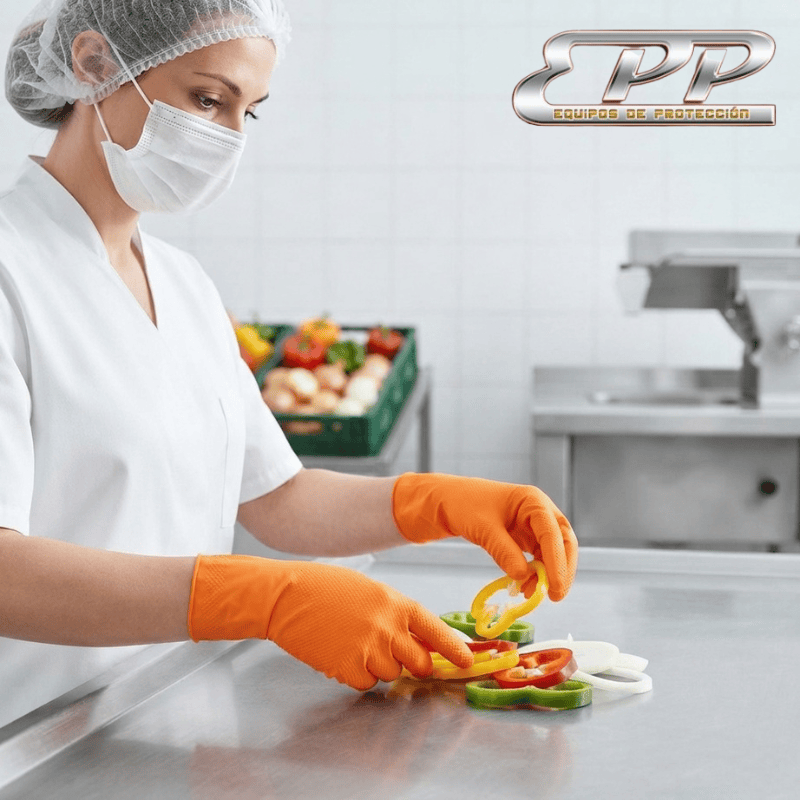 Guante de Nitrilo Naranja Diamantado – Sin Polvo – Alta Resistencia para Industria Alimentaria - Imagen 3