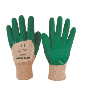 Guante de algodón con látex verde en palma y medio dorso