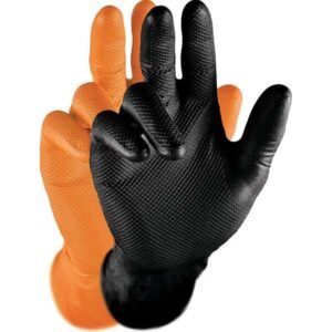 Guantes de nitrilo 10 micras negro y naranja