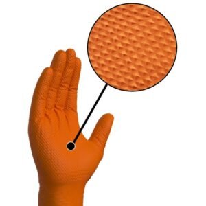 Guantes de nitrilo naranja diamantado