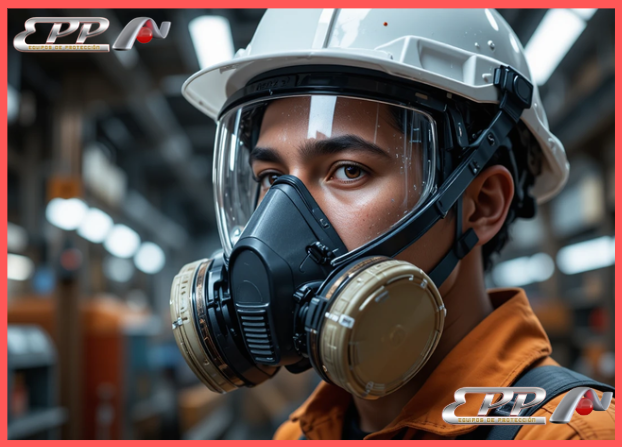 careta con adaptador para respirador